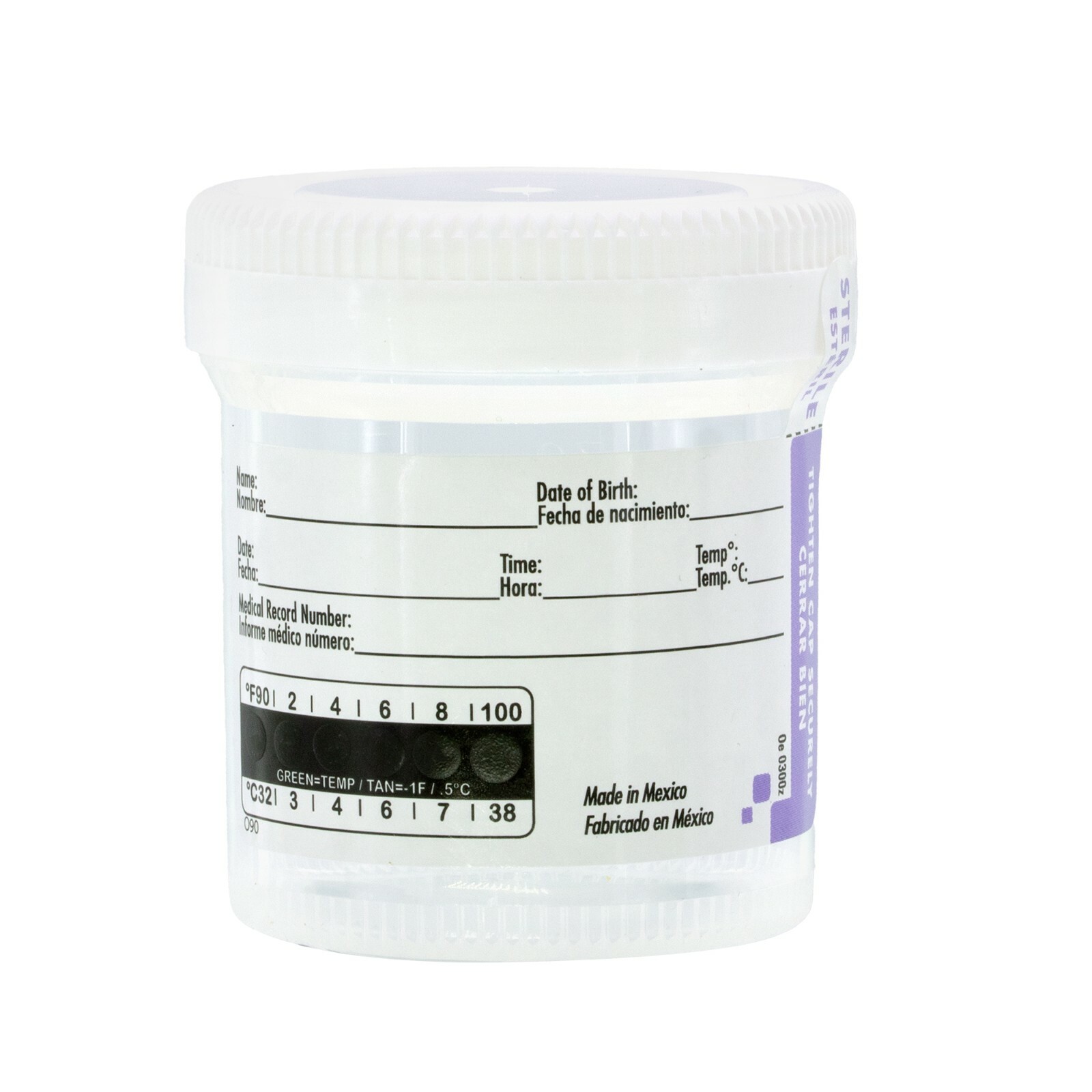(5) Specimen Cups Urine Collection 120 mL – 3oz W/ LID +ID Area + temperature