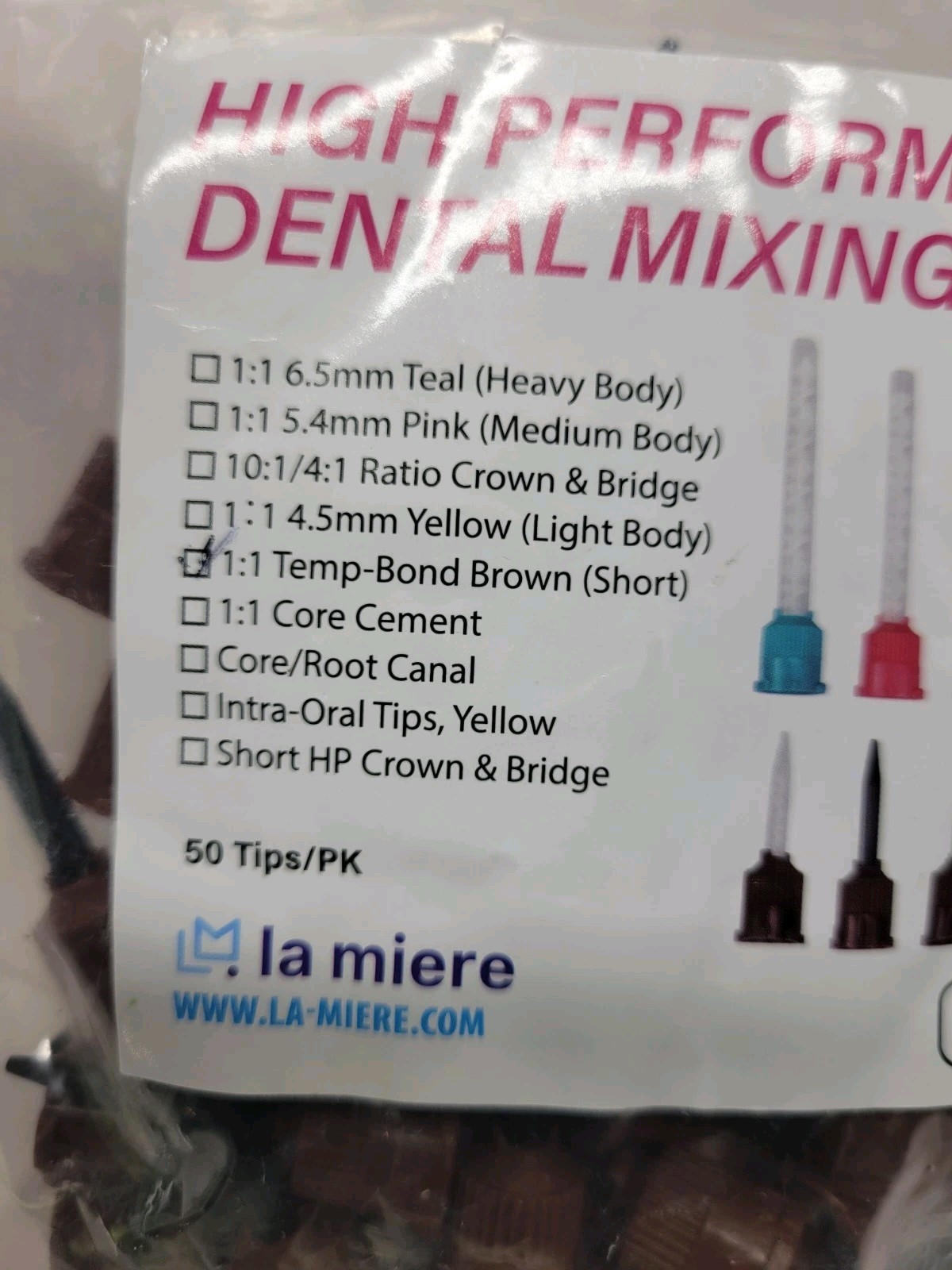50 Dental HP Mixing Tips for Temporary Cement Material Brown/Black (Short) 1:1