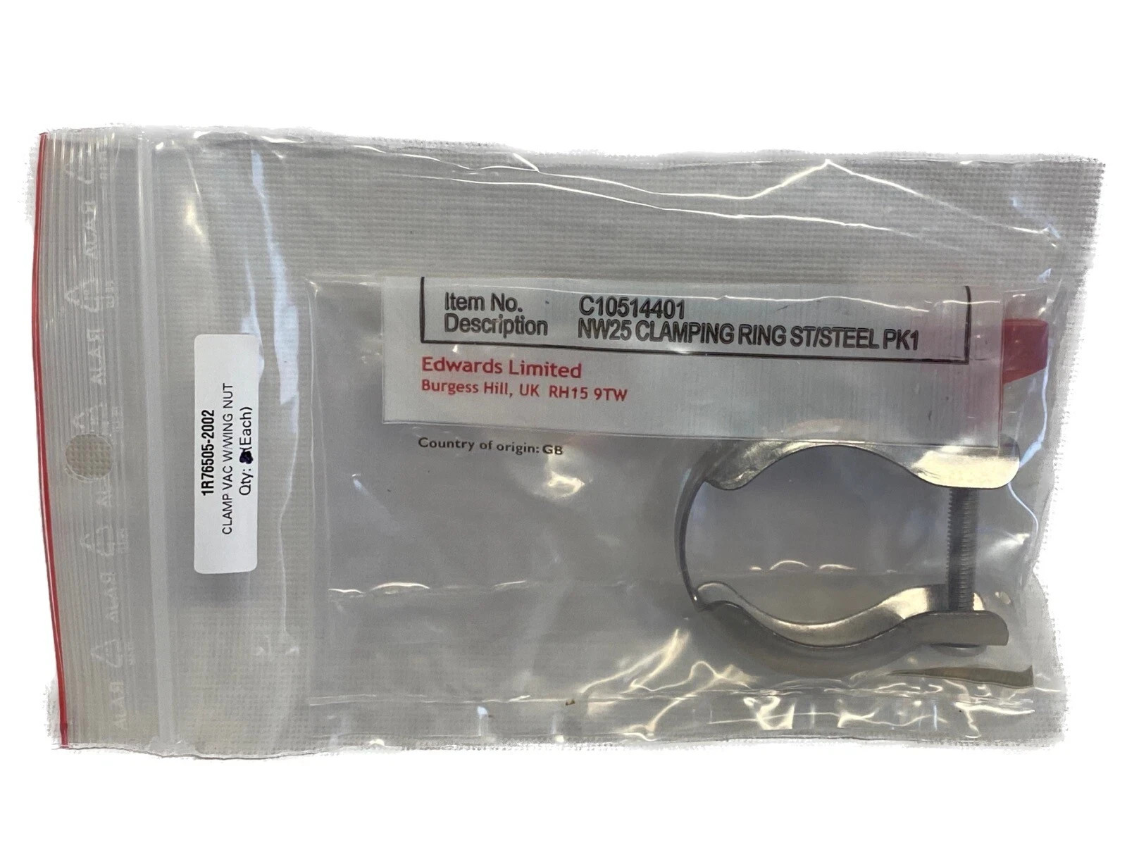 EDWARDS NW25 NW20 Stainless Clamping Ring Red Wing Nut for RV3 Pump C10514401