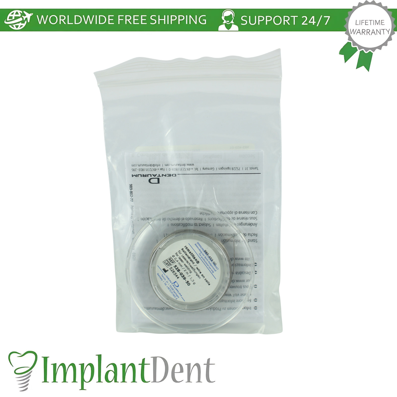Dental Dentaurum Rematitan® Laser Welding Wire Solder Roll 2m Titanium Framework