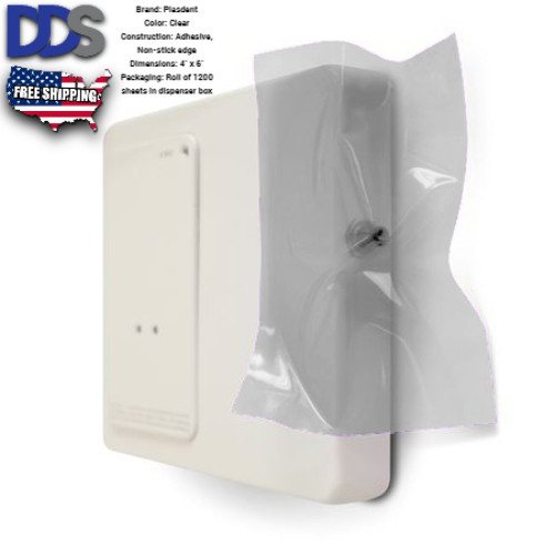 Plasdent 4″ x 6″ Clear Sticky Wrap Barrier Film Sheets. 1200 sheets/Roll (NEW)