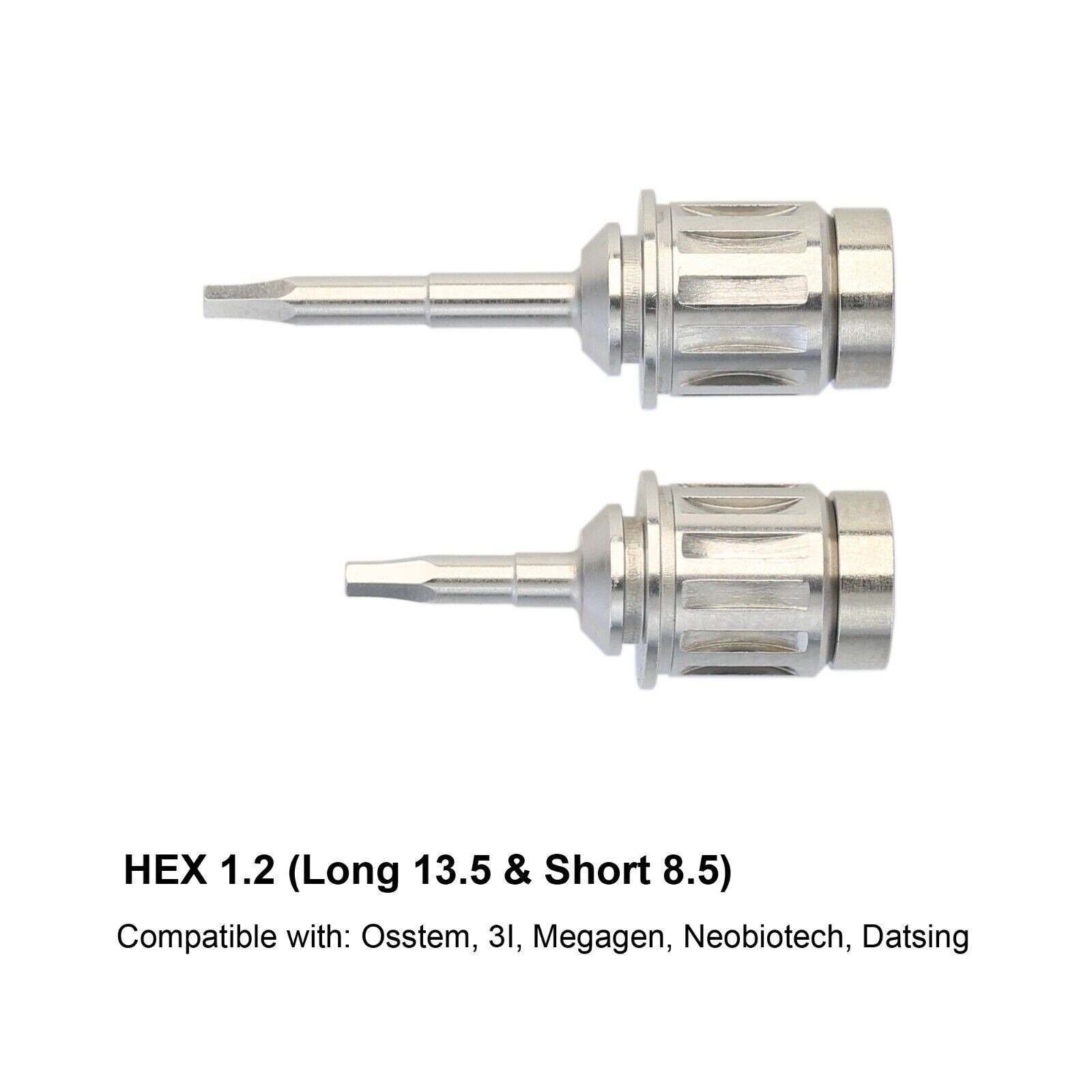 2Pcs Dental Hand Hex Driver Adaptor for Implant Abutment Screws 1.2mm Long+Short