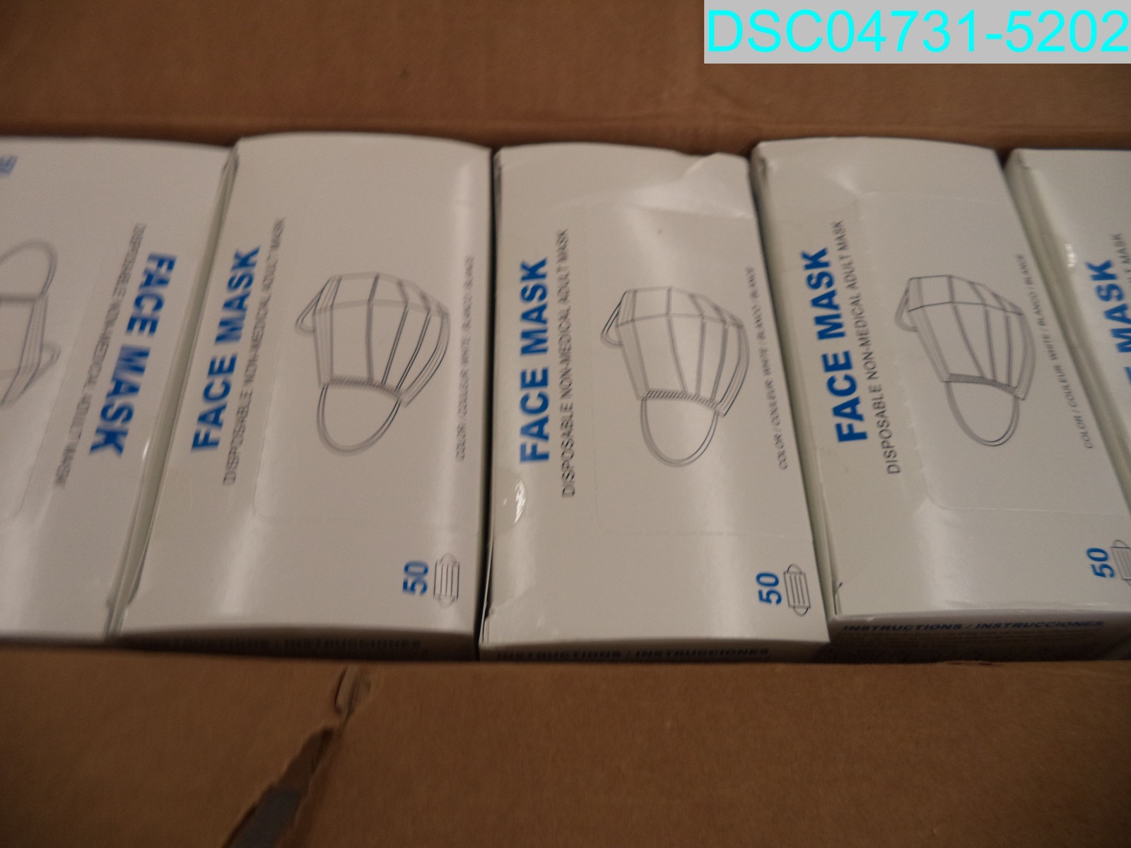 QTY=500(10 X 50): P518025 White Non-Medical Adult Face Mask
