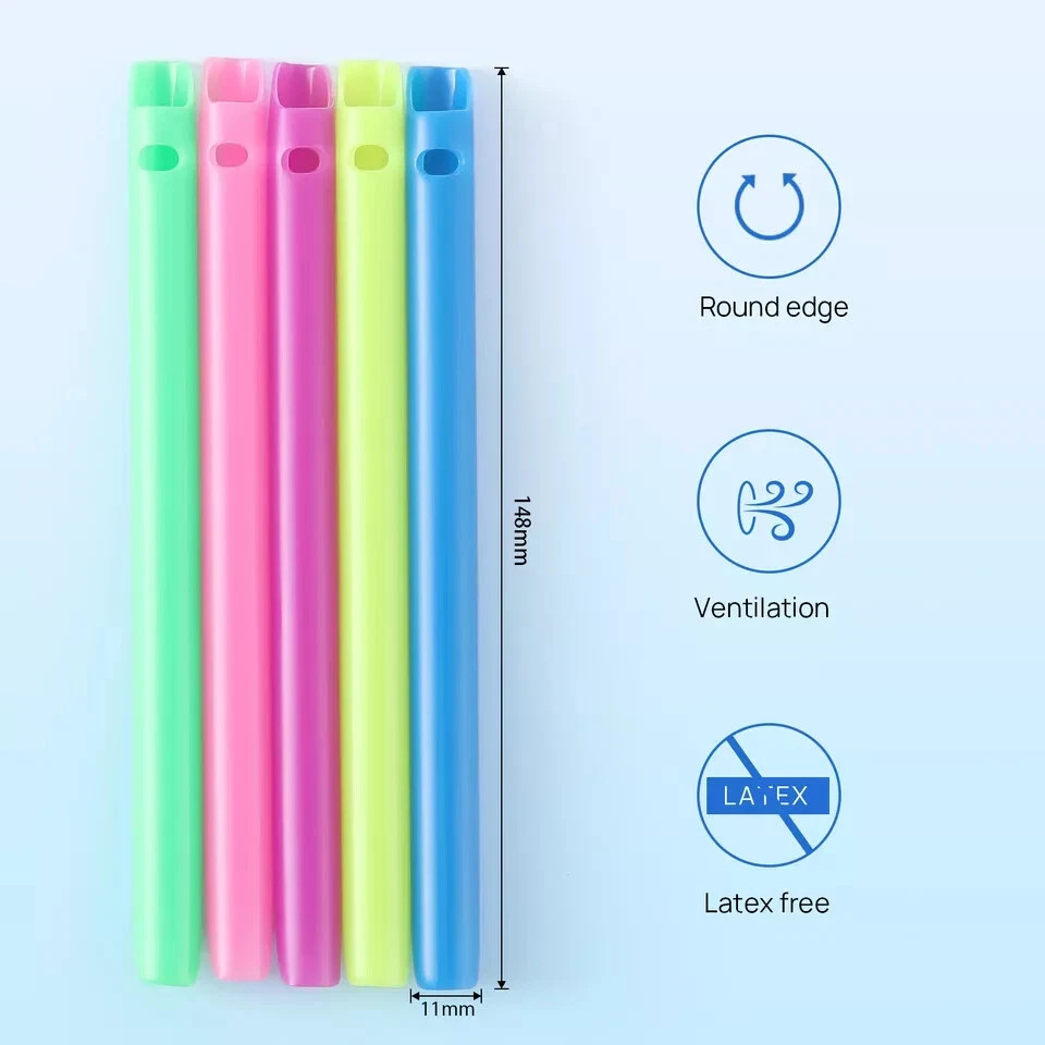 500 Pcs Dental Evacuation High Volume Suction Vented HVE Tips Rainbow 44mm*11mm