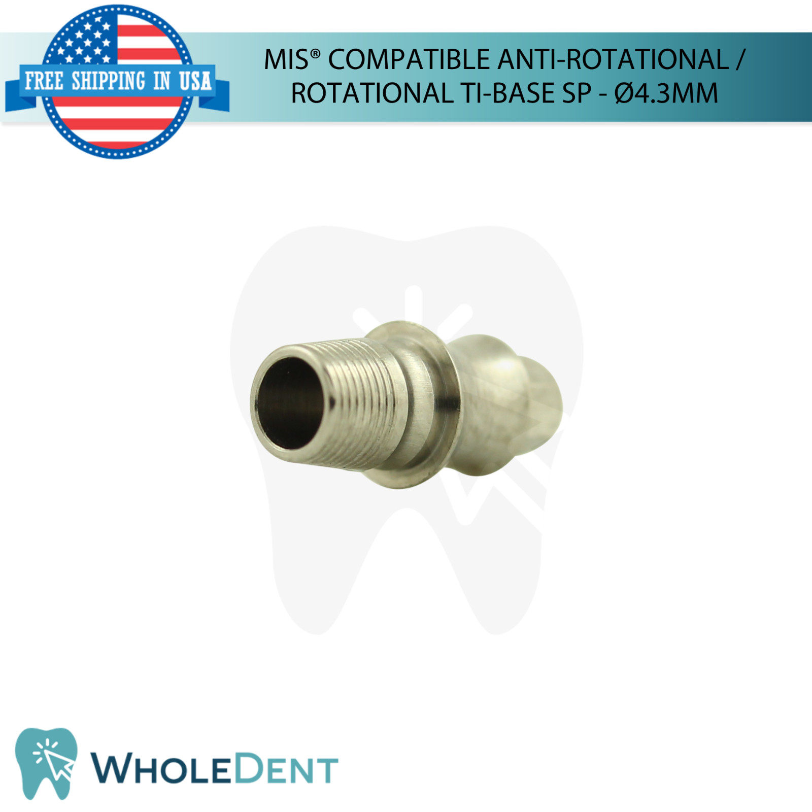 5x Dental Anti-Rotational / Rotational MIS® Compatible Tibase SP Ø4.3mm Int Hex