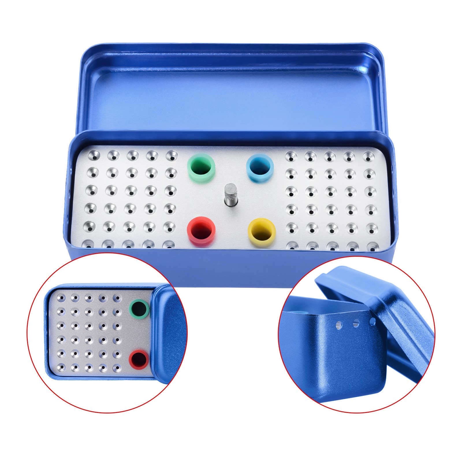 60 Holes Dental Root Canal Files Gutta Purcha Point Sterilization Box Holder USA
