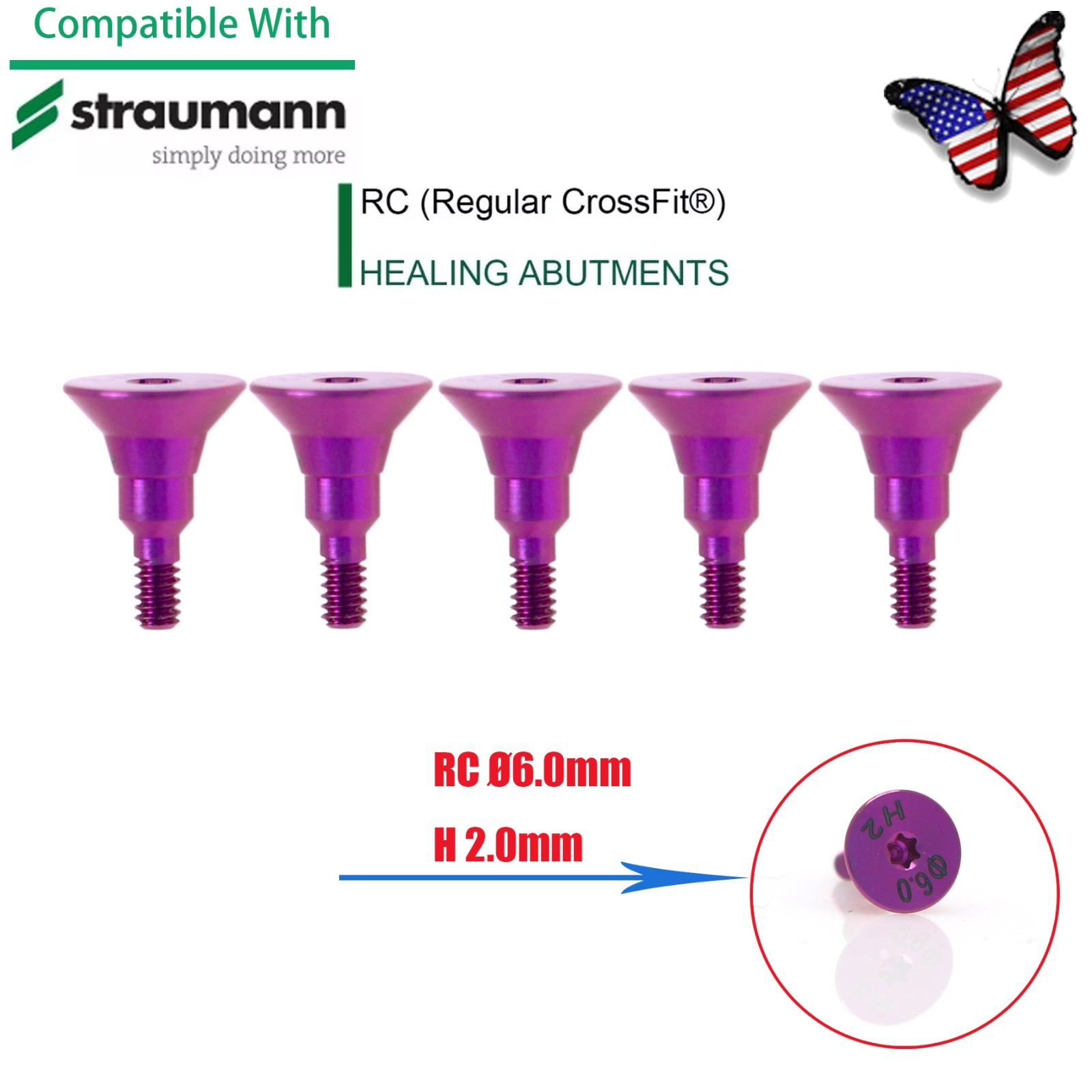 Straumann RC Healing Abutment & Closure Screw BLT Bone Level Titanium 5pcs/set