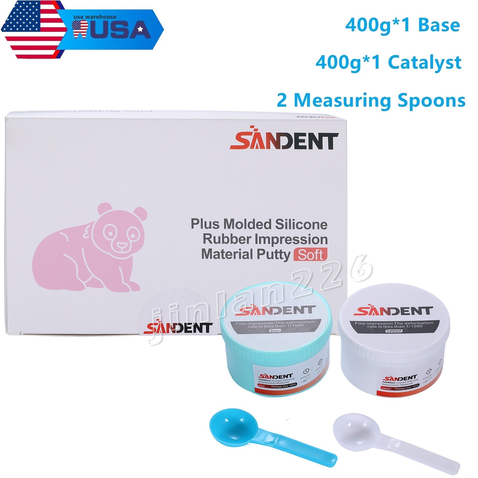 Dental Putty PVS VPS Impression Material Mint Base 2 x 400 ml REGULAR SET