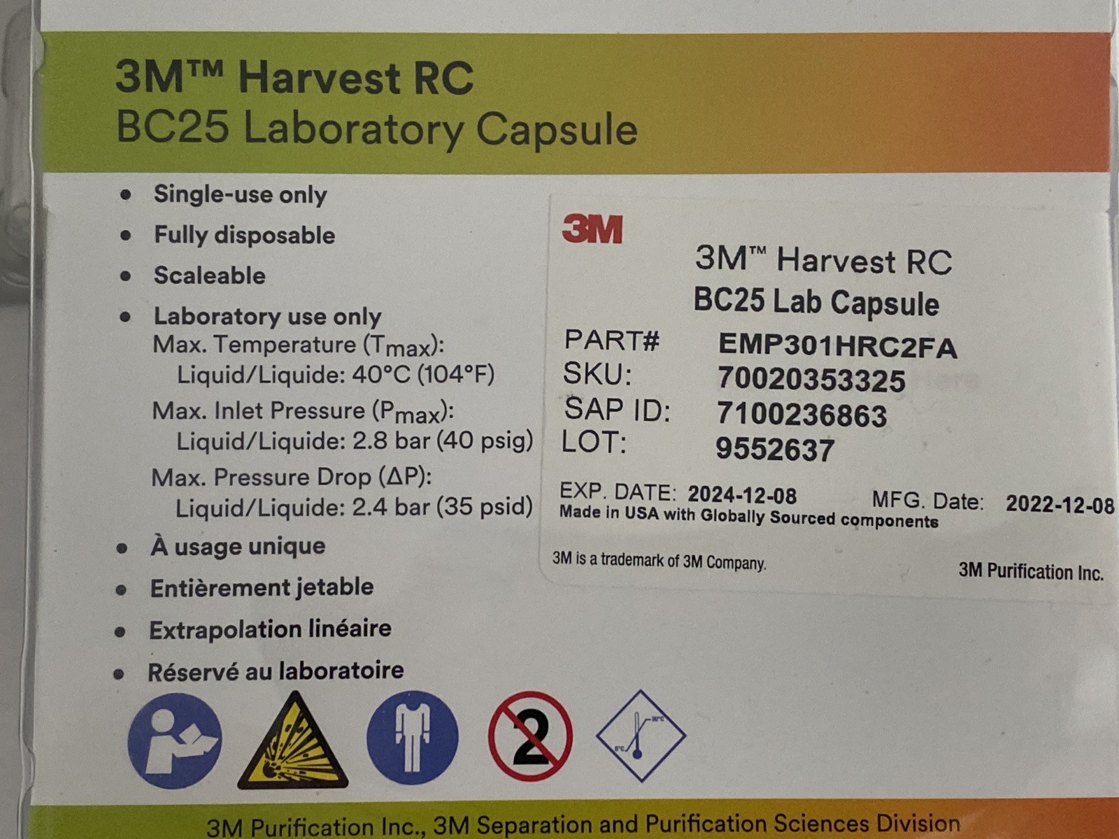 (2/Pk) 3M Harvest RC BC25 Laboratory Capsule Filters Luer EMP301HRC2FA
