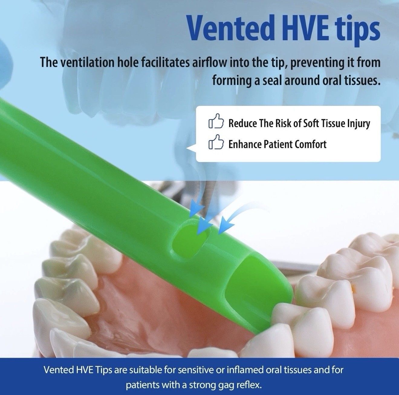 MDS Dental Disposable HVE Suction Tips ,Vented High-Volume Evacuation Tips