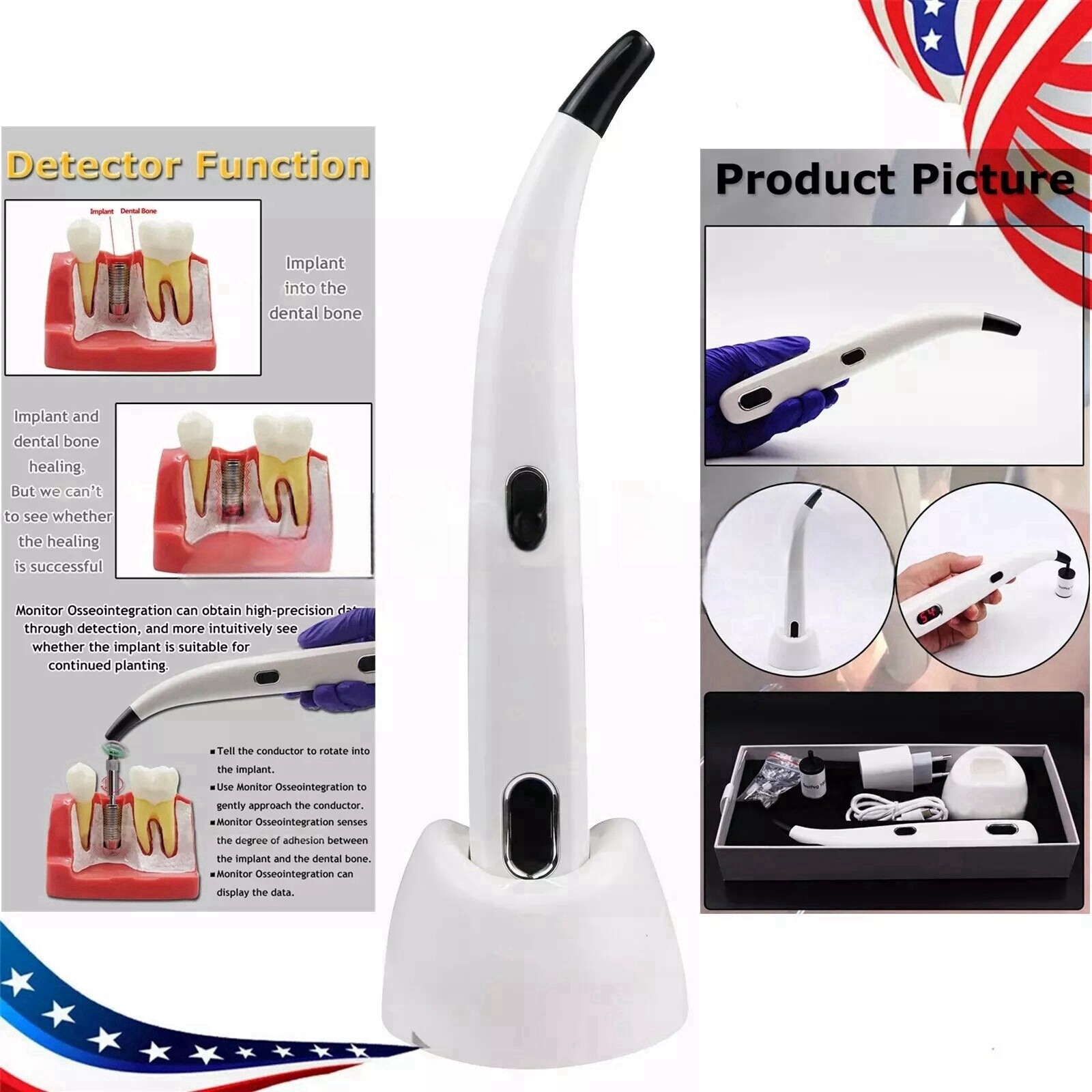 Dental Monitor Osseointegration RFA Inplant Stability Measurement Test Unit ISQ