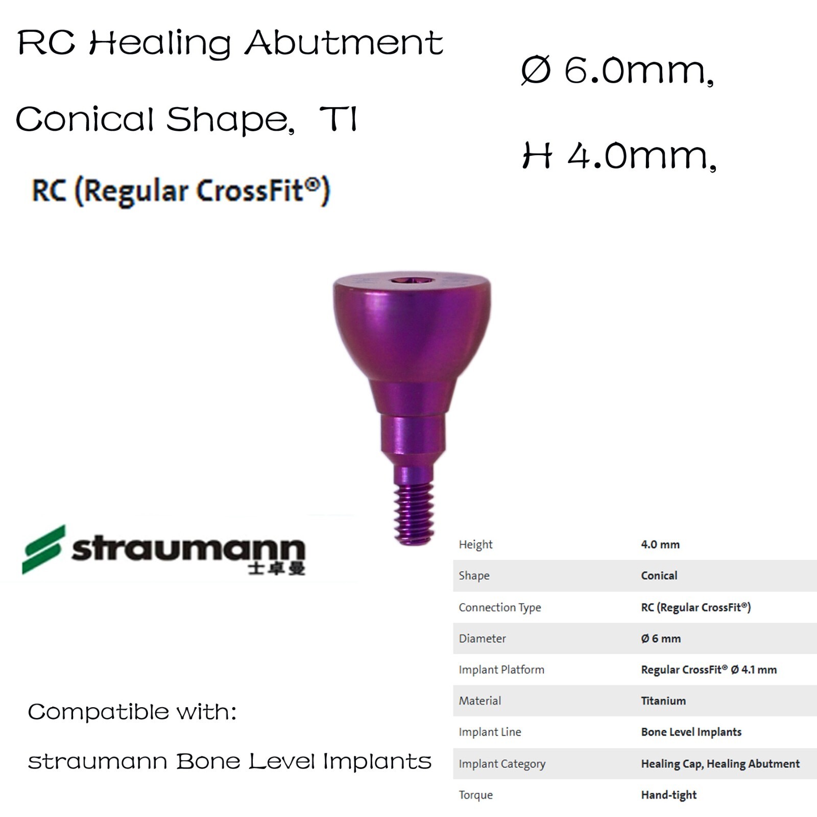 US Straumann RC Healing Abutment Healing Closure Fits ITI Bone Level Regular BLT