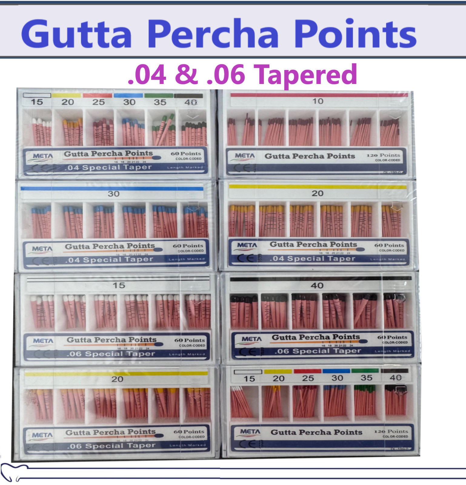 ENDO Gutta Percha Paper Points Taper .04 or .06, All Sizes #15 20 25 35 40 45 50