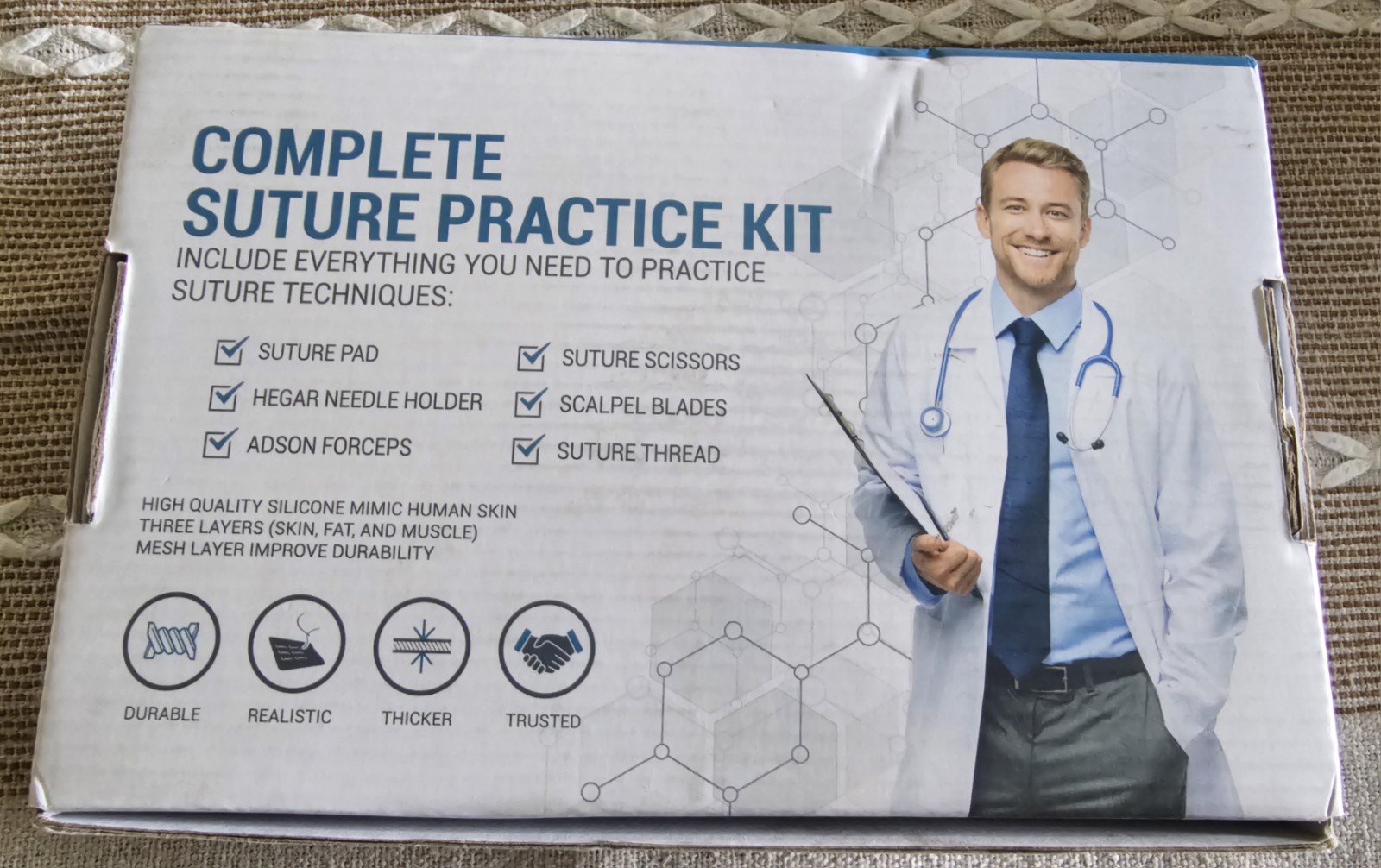 Alcédo Suture Practice Kit for Medical Laboratory, Nursing, Veterinary Medicine
