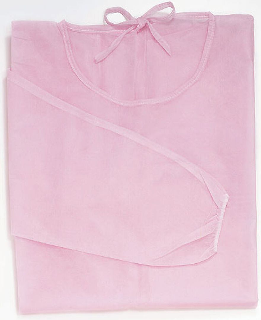 ValuMax Isolation Gowns Elastic Cuff PINK. Disposable, knee-length