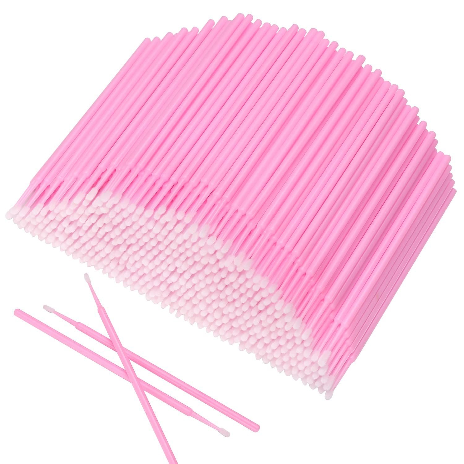 600 PCS Disposable Micro Applicator Brushes for Eyelash Extensions – Pink Ele…