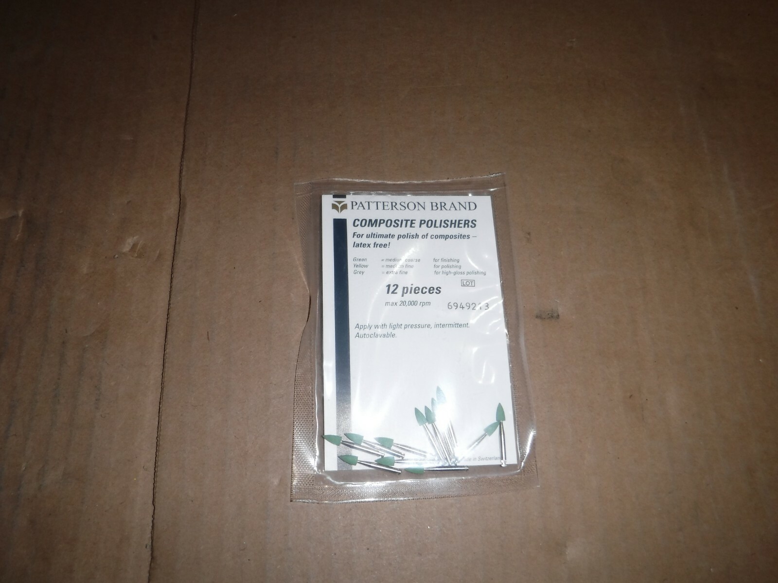 Patterson Composite Polishers Green Latex Free LA Type P892 Point 12Pkg 084-9620