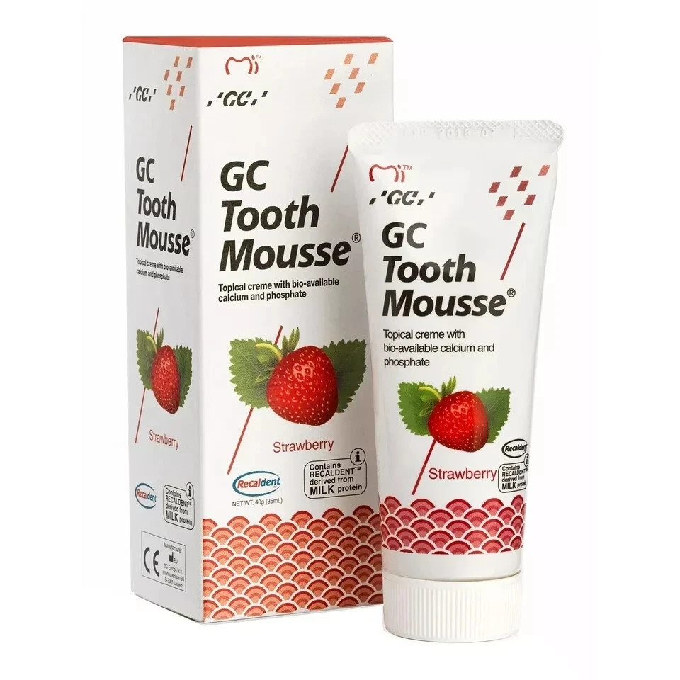 GC Tooth Mousse Strawberry Topical Tooth Cream With Recaldent 1 Tube of 40 gm