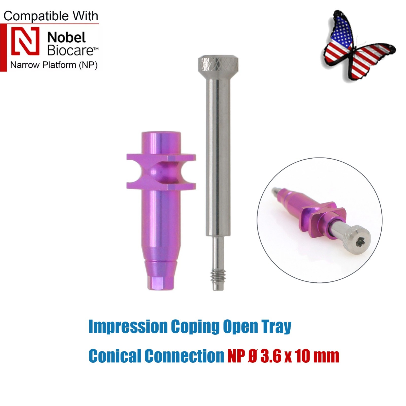 US For NobelActive Replace Internal Conical Open Tray Pick-Up Impression Coping