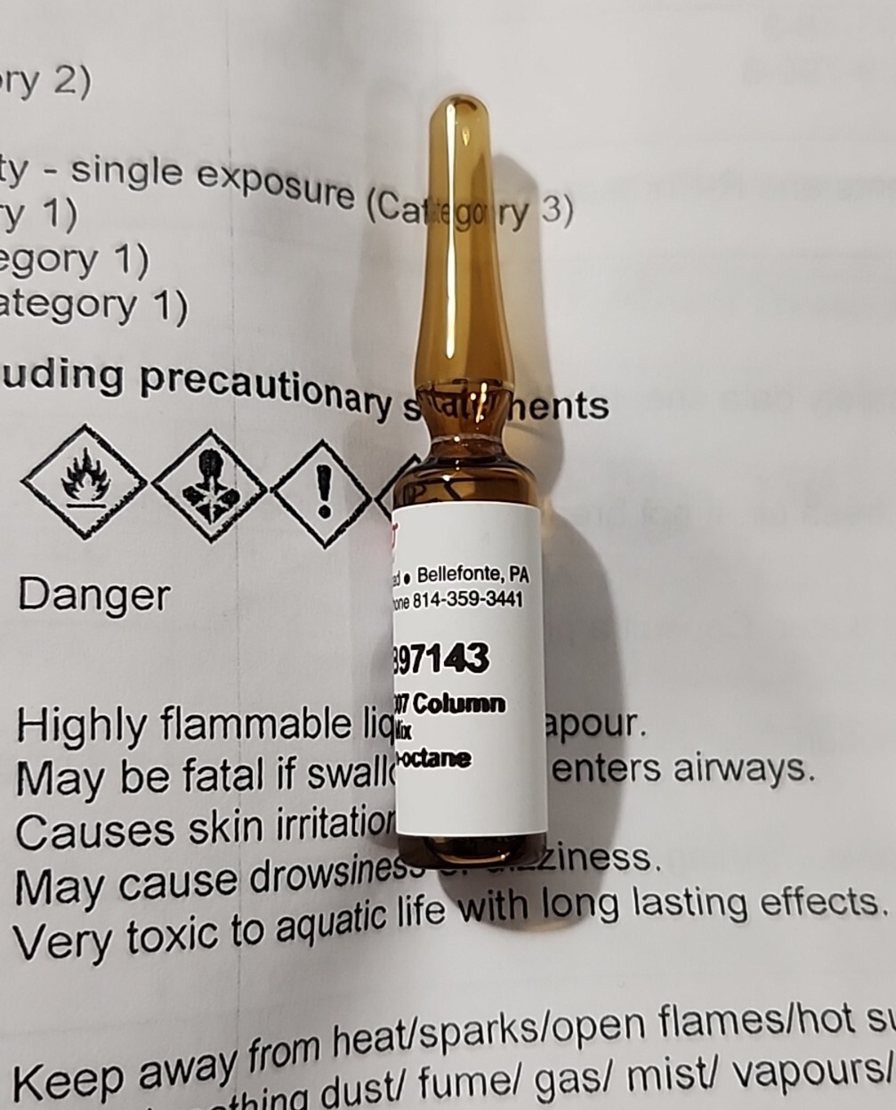 *NEW* Sigma-Aldrich Supelco 48889 ASTM D2887/D5307 Column Resolution Test Mix 1%