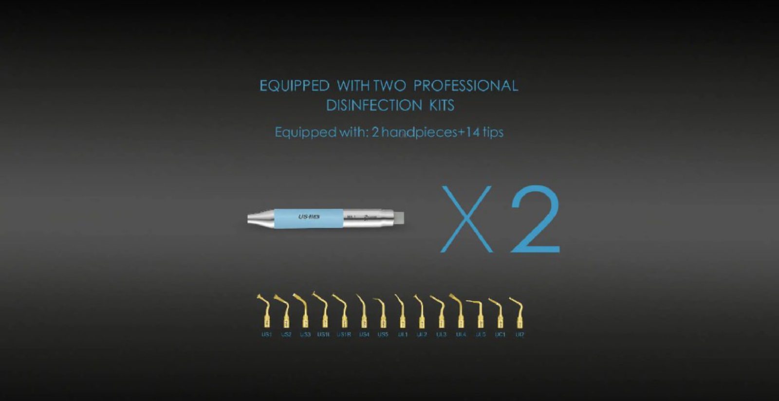 Woodpecker US-II LED Piezo Bone Ultrasurgery 2 x LED Handpieces 14 x Tips