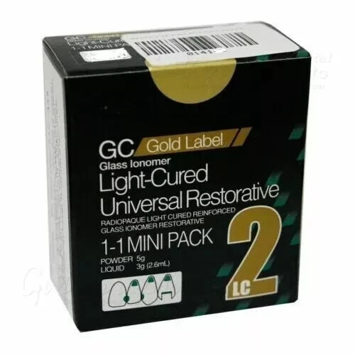 Ionomer Dental Mini Pack 1GC Fuji LC 2 Light Cure Gold Label Restorative Glass