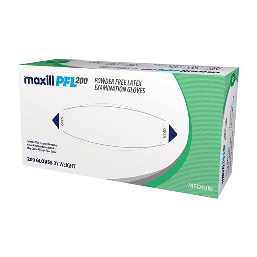 maxill PFL200 Powder-Free Latex Exam Glove, Medium, 200/Box