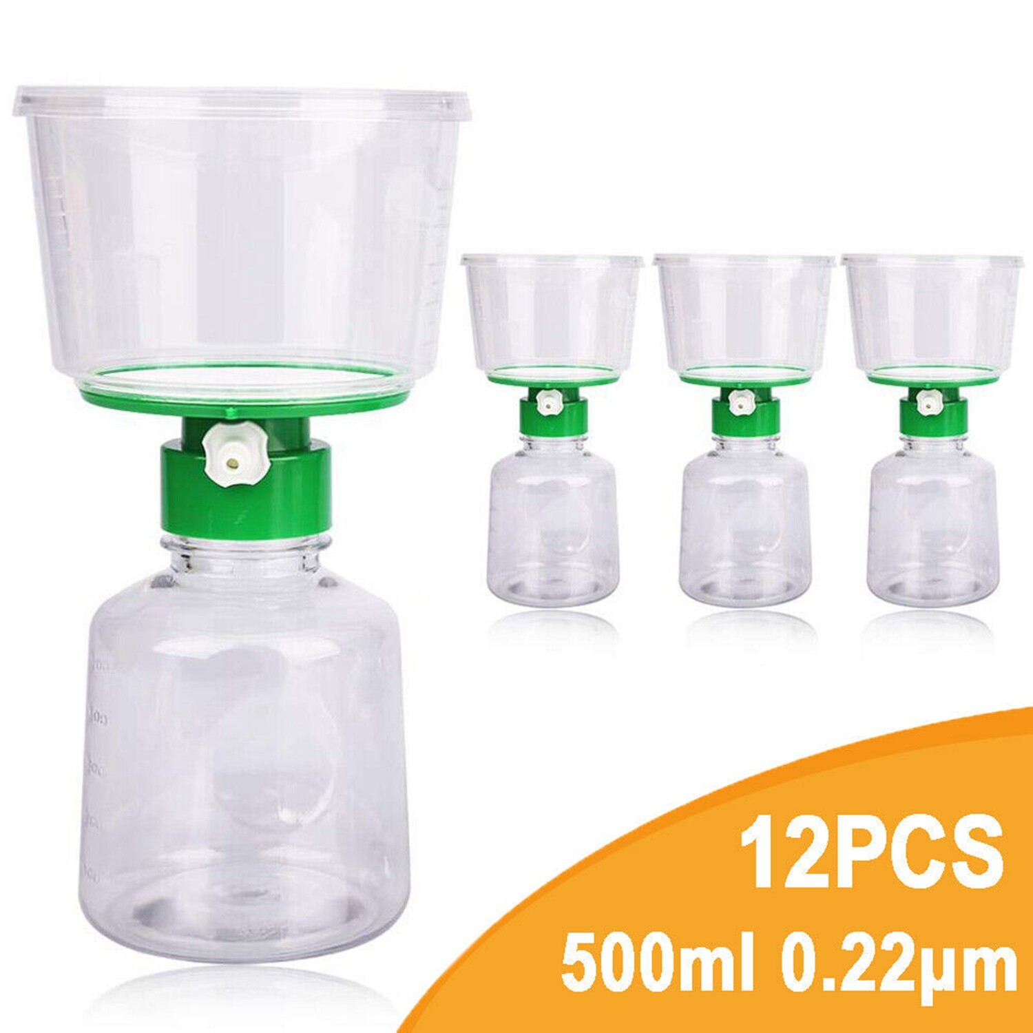 4-12PCS 500ml Sterile Disposable Vacuum Bottle Top Filters 0.22um PES Membrane