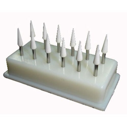 House Brand FL2 FG White Mounted Stone, 12/Pk. Flame finishing stones. Aluminum