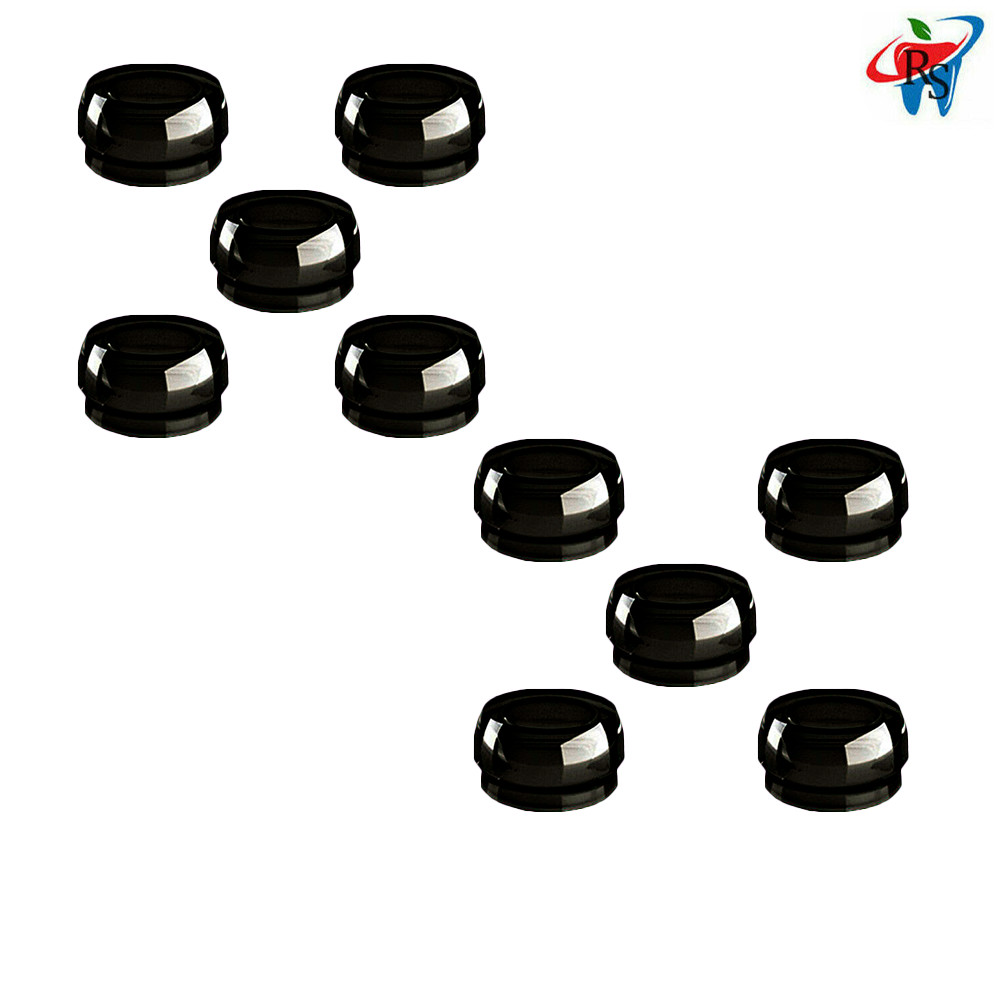 10pcs Dental Black Silicone Caps Zero Retention For Loc In Attachment Lab Use