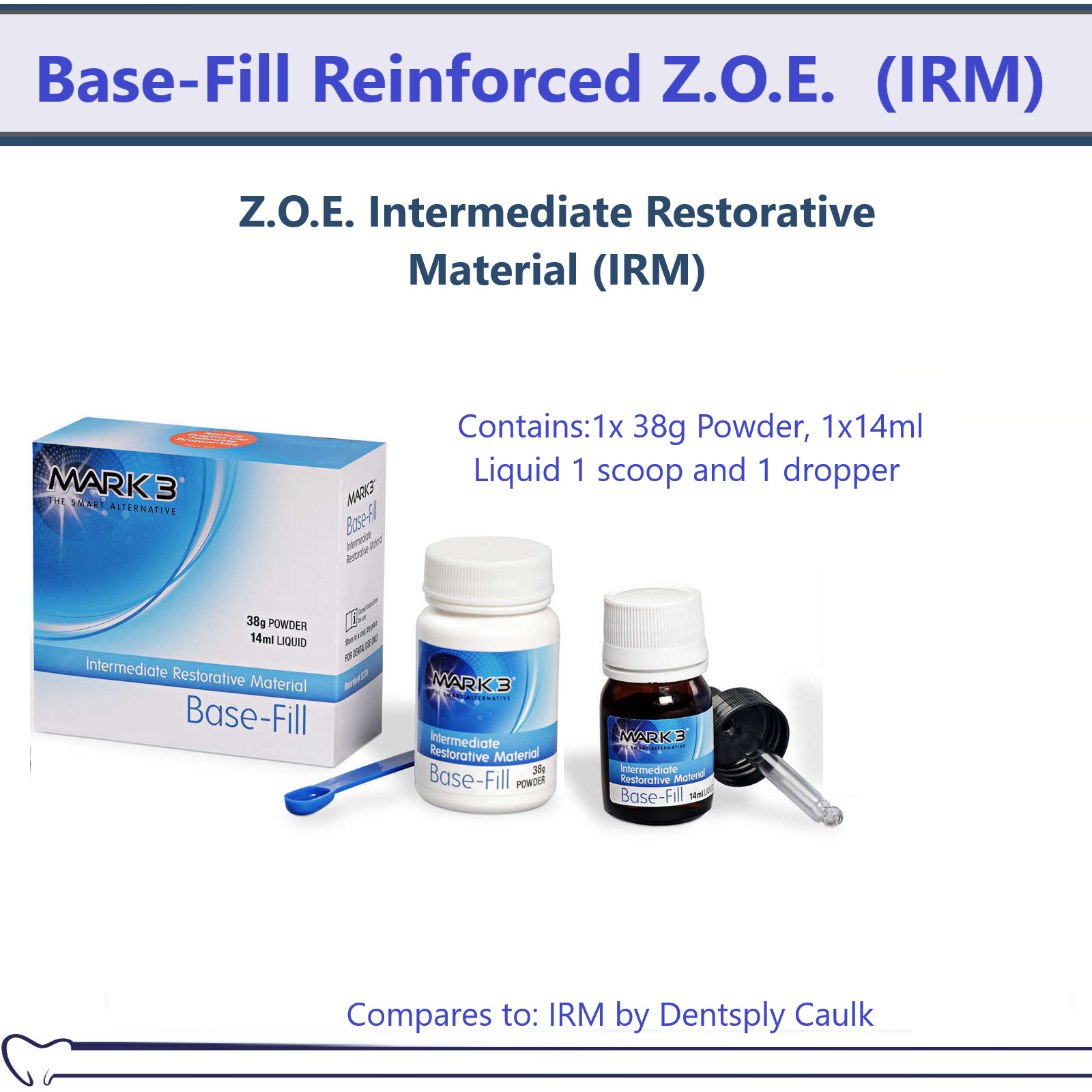MARK3 100-5370- Base-Fil Reinforced Z.O.E. Cement (IRM) 50 g Powder 15 mL Liquid