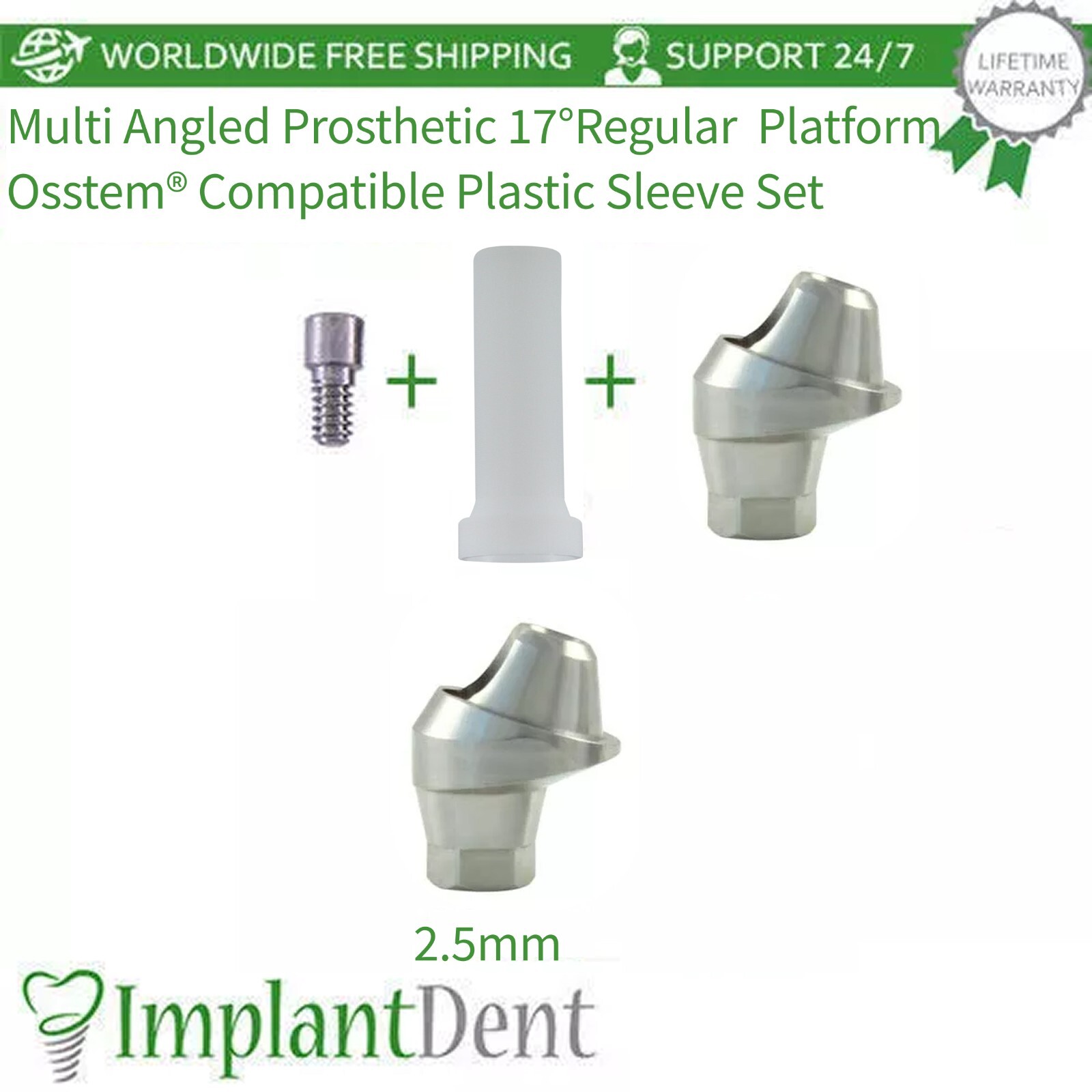 Dental Reg Platform Multi Angled 17° Abut 0sstem Compatible Plastic Sleeve Set