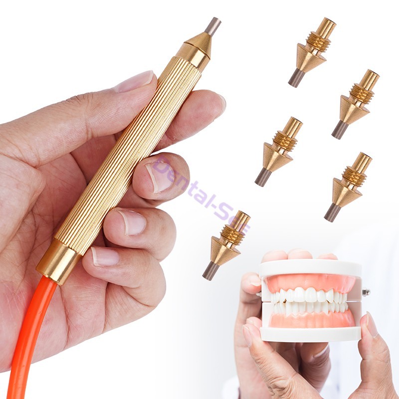 Dental Lab Sandblasting Machine Blaster Pen Tip Nozzle Brass and 5pcs tips