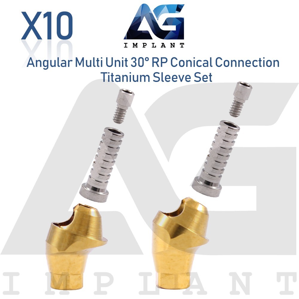 10 Angular Multi Unit Abtment 30° Conical Connection RP Titanium Set