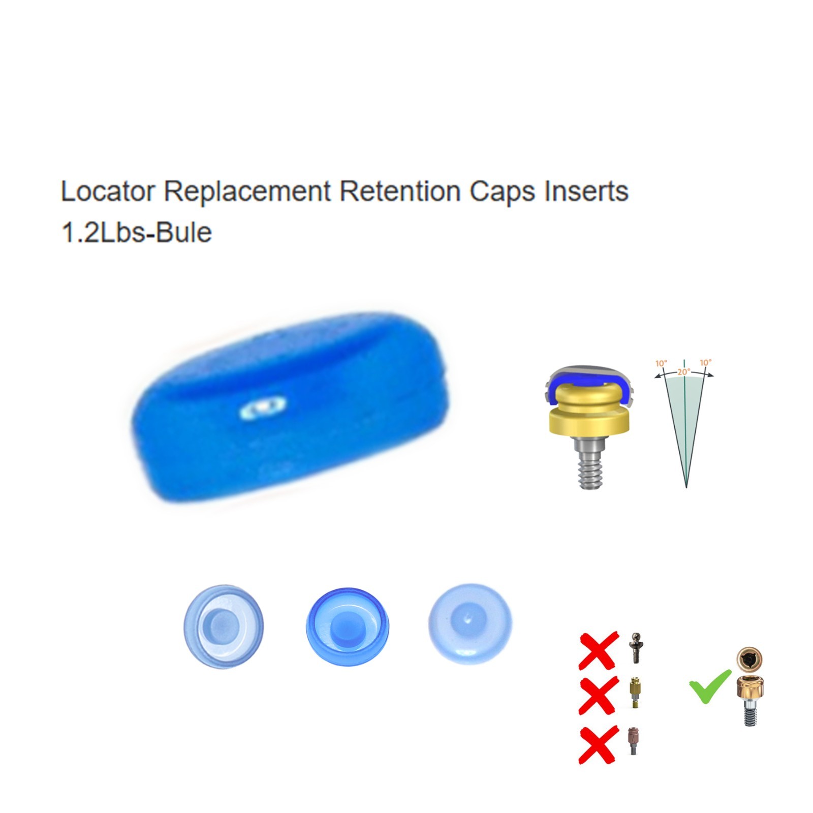 Dental Overdenture Male cap Locator Abutment for Neodent GM Grand Morse Platform