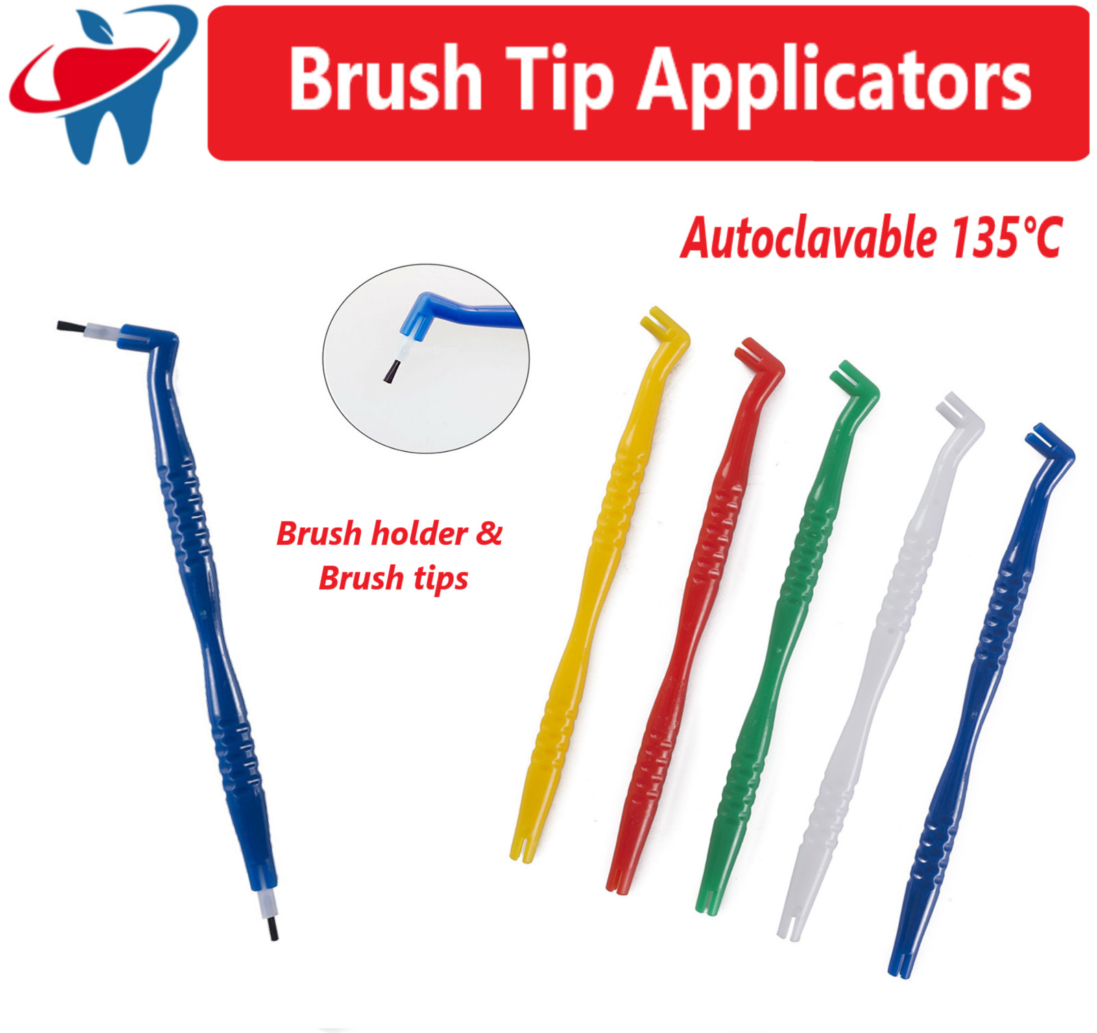 Disposable Dental Brush Holder Applicator 100 Brushes Tips with Handle 3M ESPE