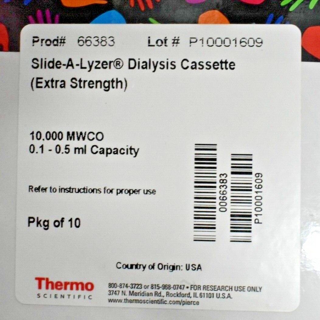 Thermo Scientific 66383 Slide-A-Lyzer 10K Dialysis Cassette 0.1-0.5 ml (10/Pk)