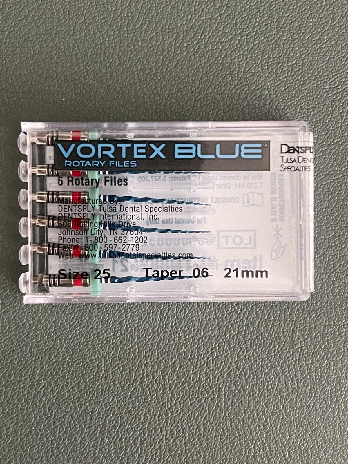 Dentsply Tulsa Dental Vortex Blue .06 Taper rotary files 6/pk , 38 PACKS NEW!