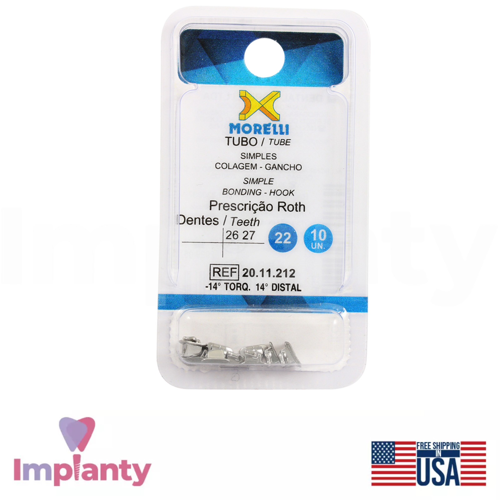 Simple Buccal Tube Non-Conventional Dental Hook MIM Stainless Steel 10pcs
