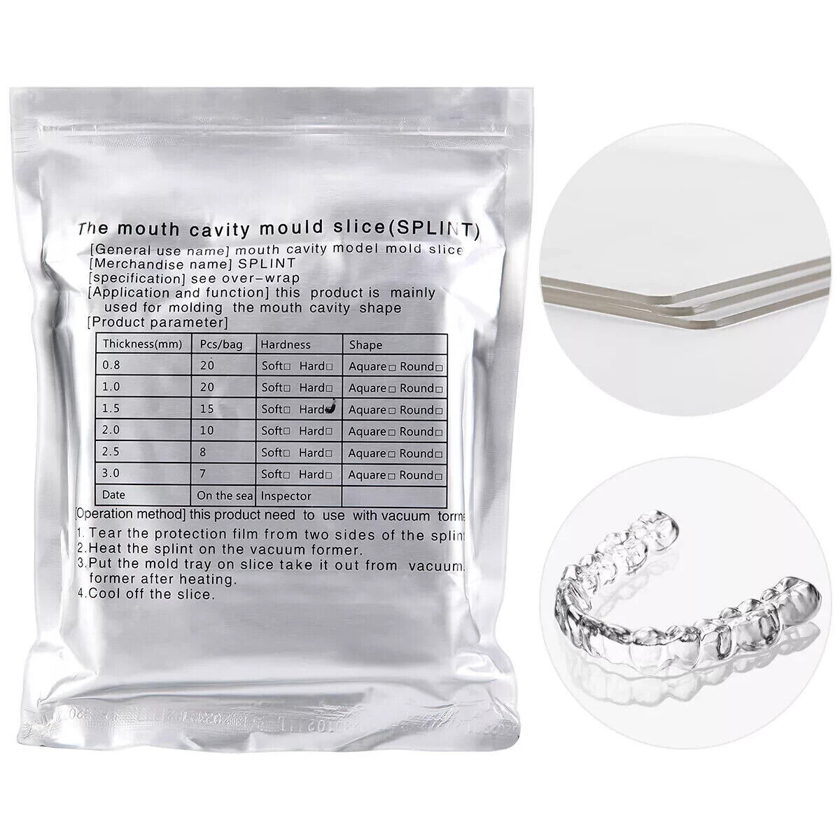 Dental Lab Plastic Ortho Thermoforming Blister Material Sheet Hard 1.0+1.5+2.0mm