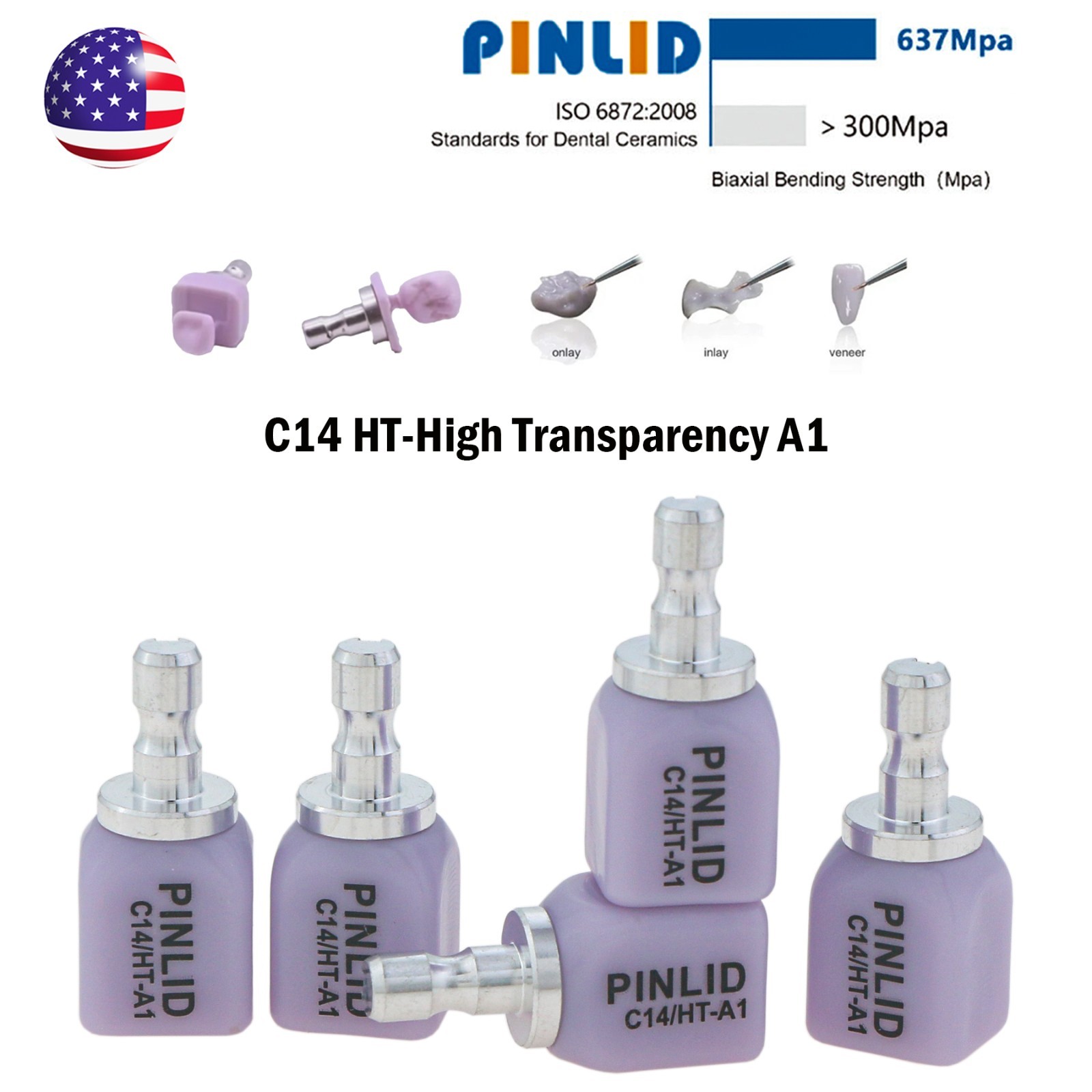 US HT C14 Emax Dental Glass Ceramic Lithium Dislicate CAD/CAM Cerec Blocks