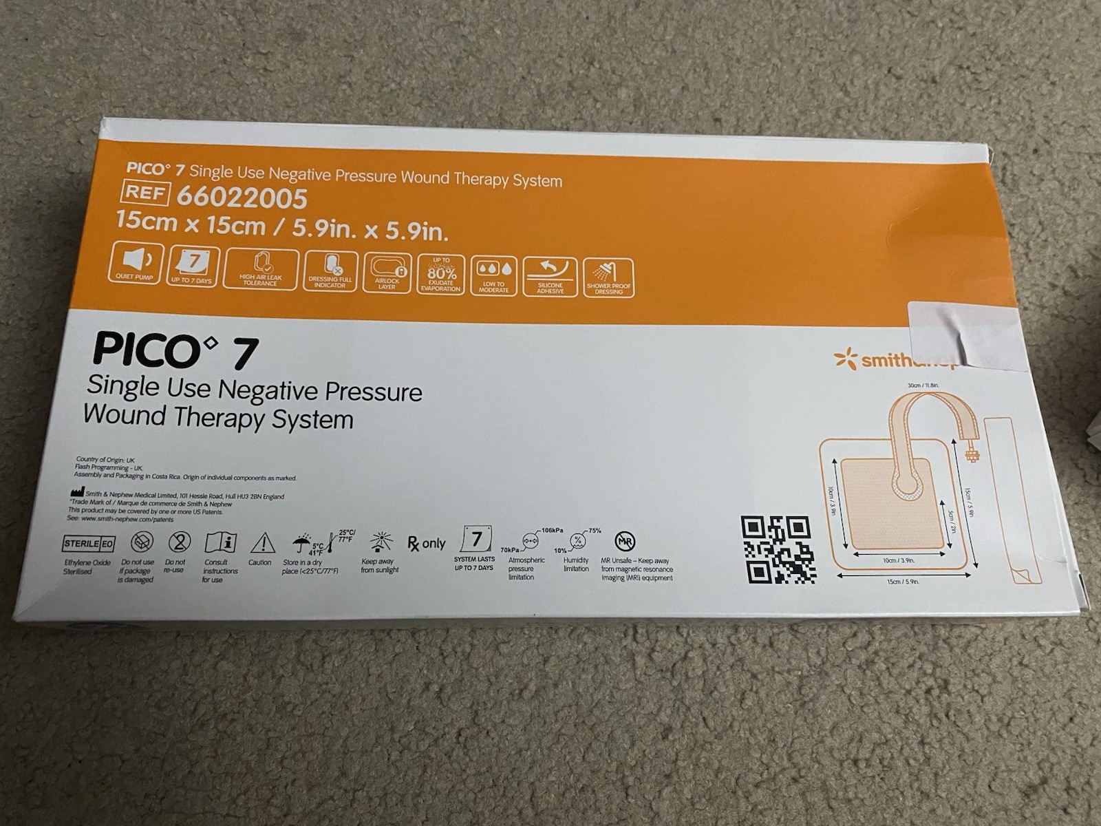 Smith & Nephew Pico 7 Wound Therapy 5.9″ x 5.9″ System 66022005 *1 Box* *NEW*