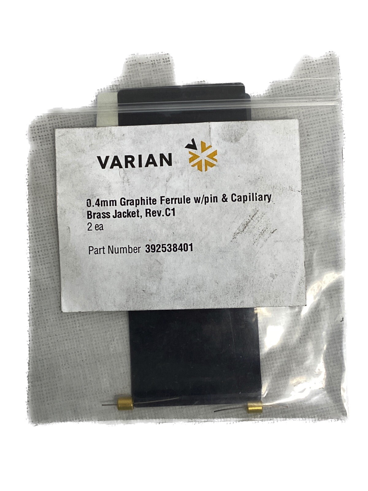 VARIAN AGILENT 0.4mm Graphite Ferrule w/ Pin & Capillary Brass Jacket 392538401