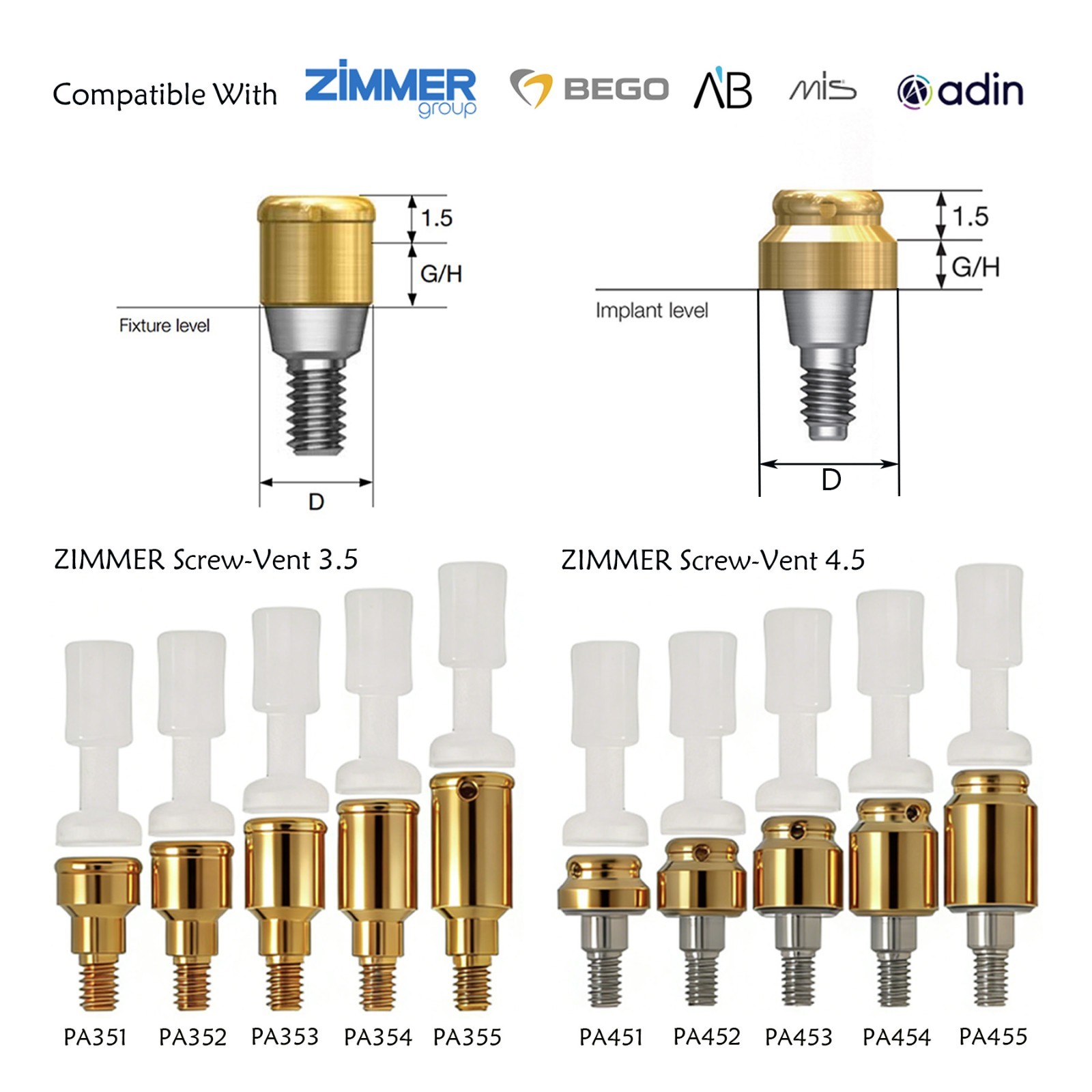 Dental Overdenture Locator Abutment Fit Hiossen Osstem/Nobel Biocare/Zimmer/MIS
