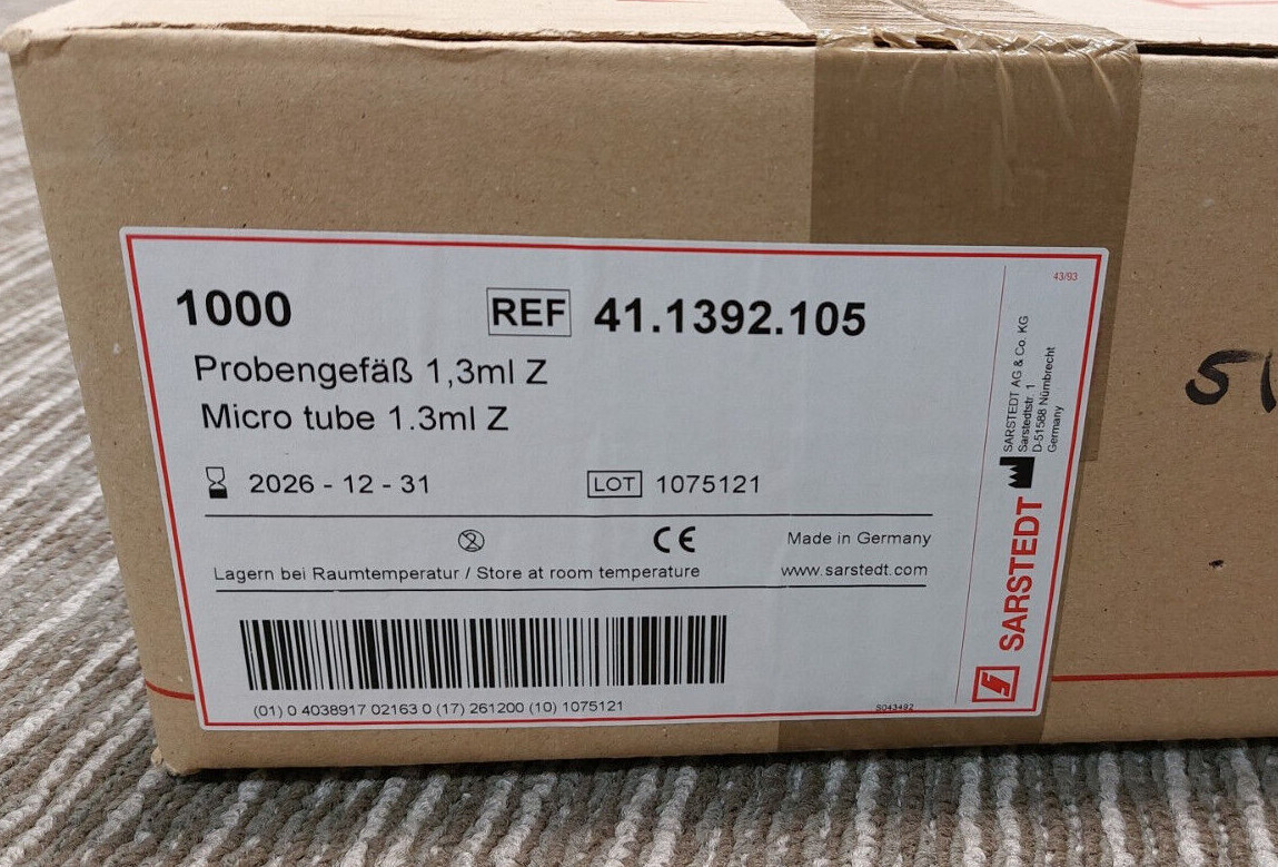(Multi-Pack) Sarstedt 41.1393.105 Microcentrifuge Tube Microtube 1.3mL Z Red Cap