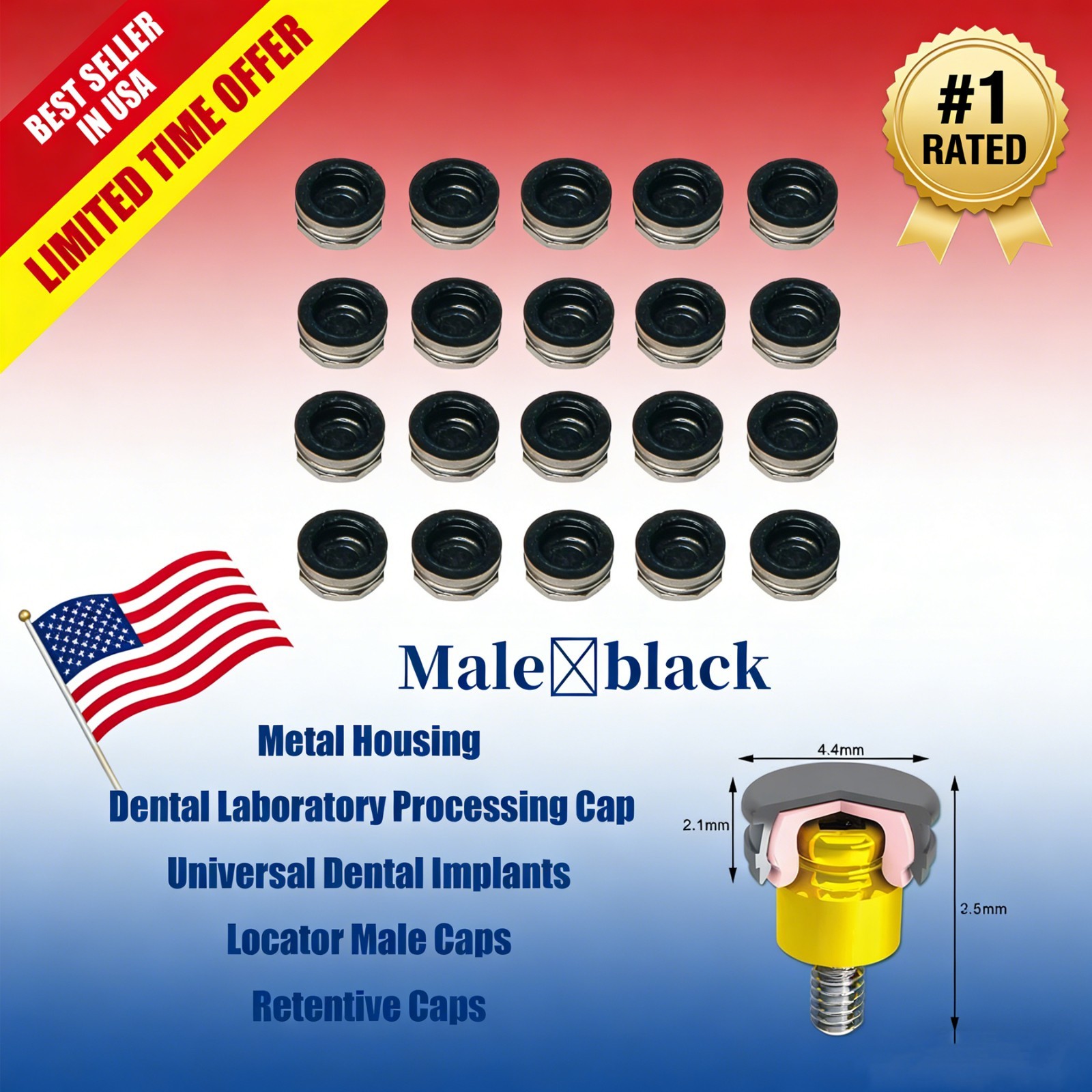 Replacement Metal Housing & Lab Processing Cap Inserts Assembly Fit Zest Locator