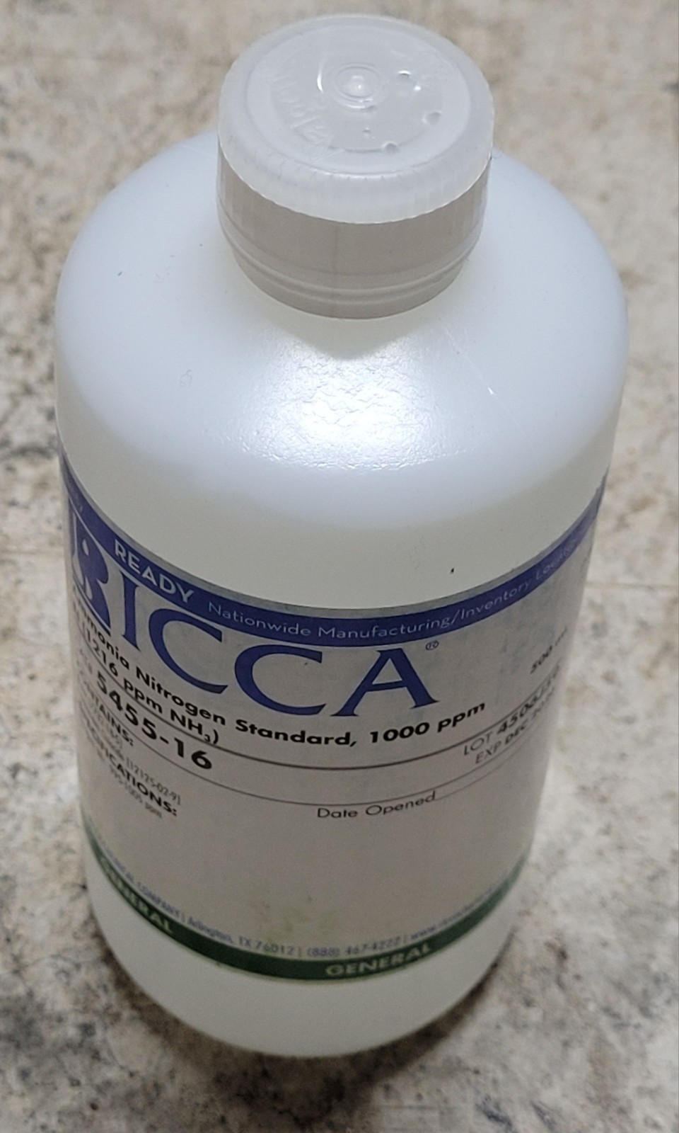 (Qty 6) Ricca – 5455-16 500mL Ammonia Nitrogen Standard Exp 12 2026