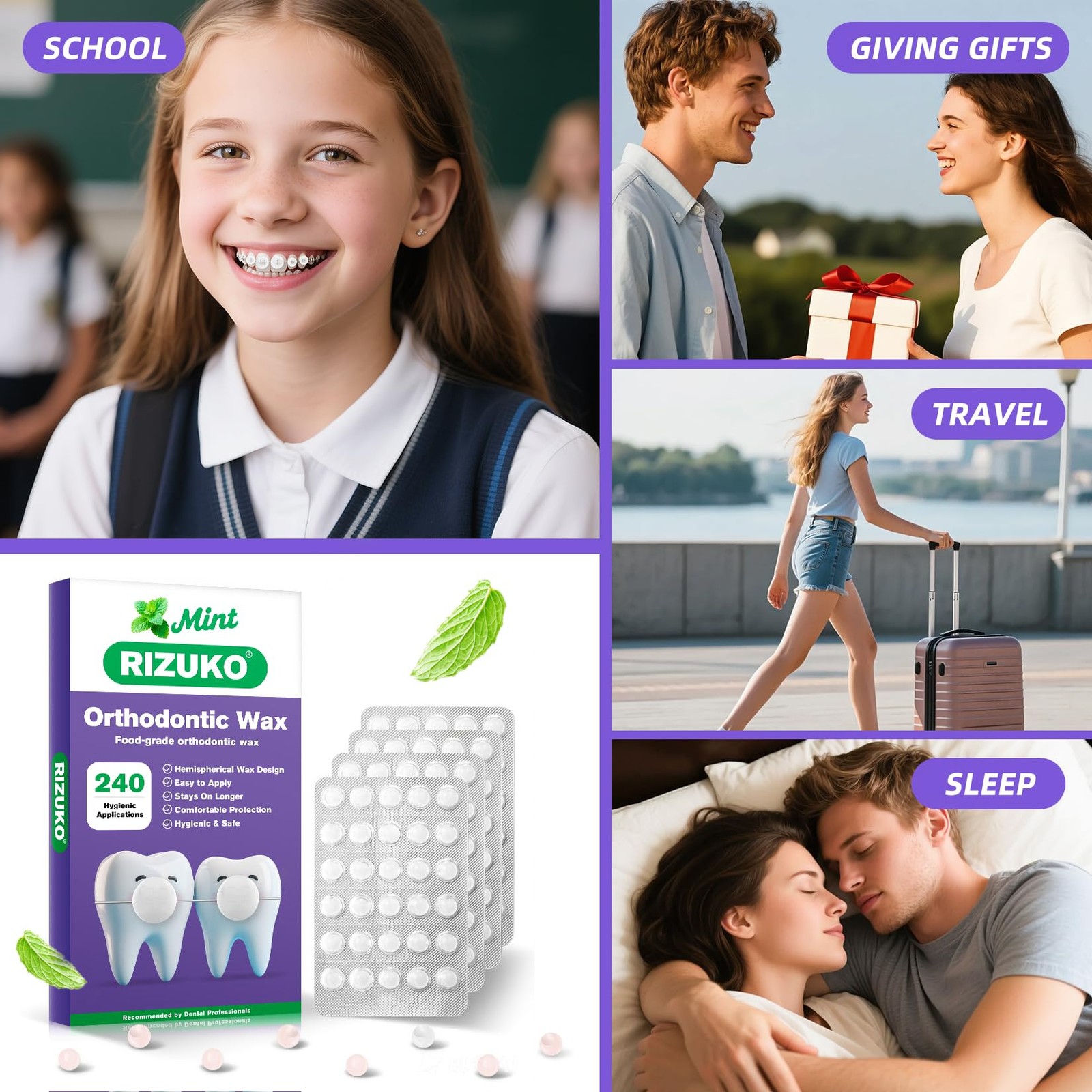 RIZUKO Orthodontic Wax for Braces – 240 Dental Dots | 240 Count, White