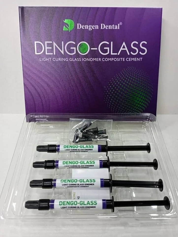 Restorative Cement 4 x 2gm Kit Dental DENGOGLASS Light Cured Glass Ionomer FS F
