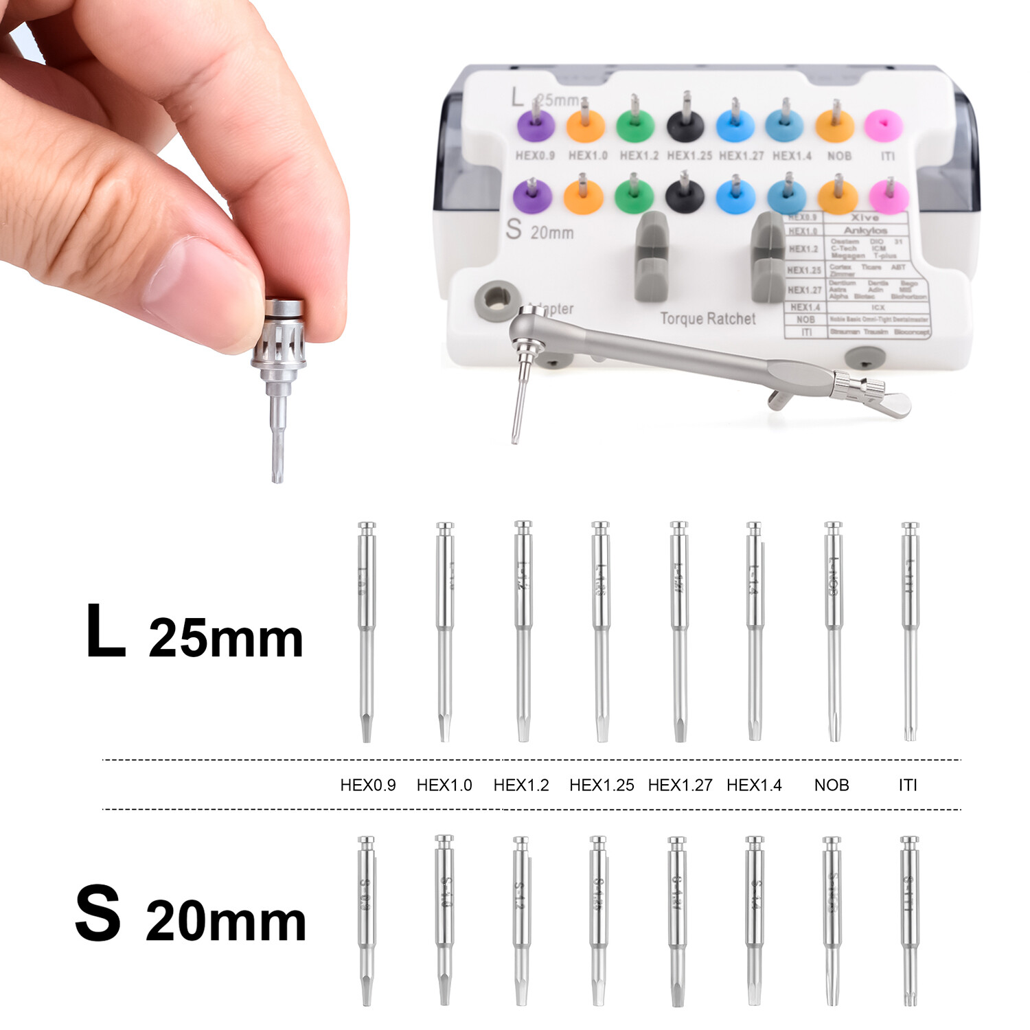 Universal Implant Repair Prosthetic Restoration Tool Kit Screwdrivers Wrench L/S